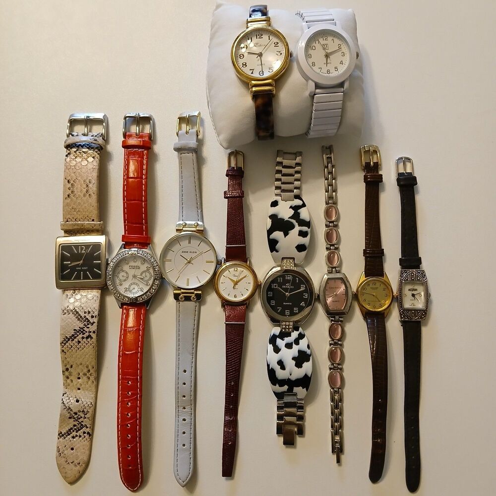 Parts/Repair Watch Lot of 10 Timex Fossil Nine West Anne Klein Cote D'Azur NY&C